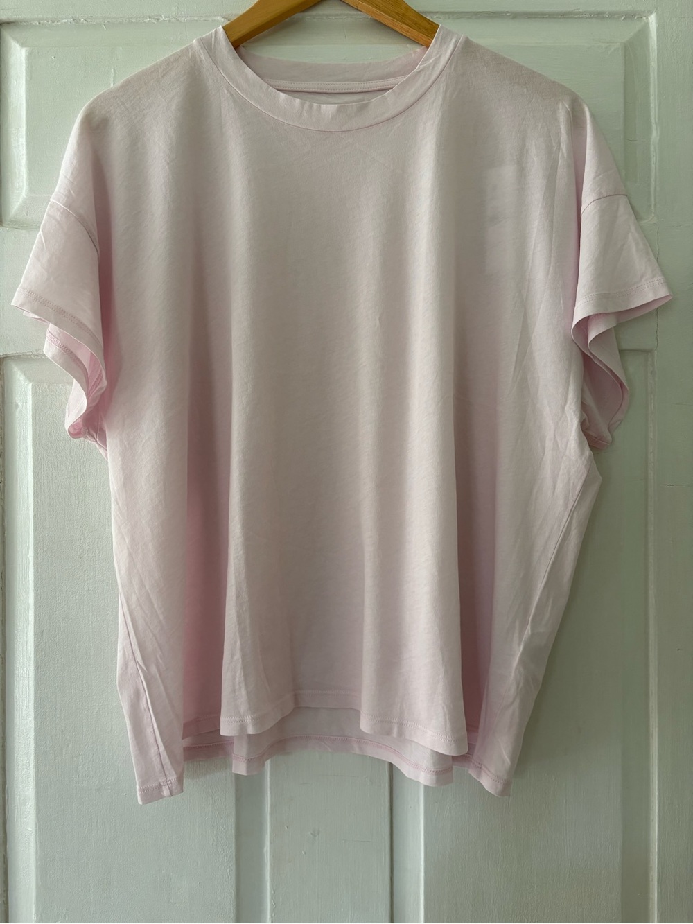NWT J Crew Retail Feather Jersey Cropped T Shirt in Light Pink. Size XL.